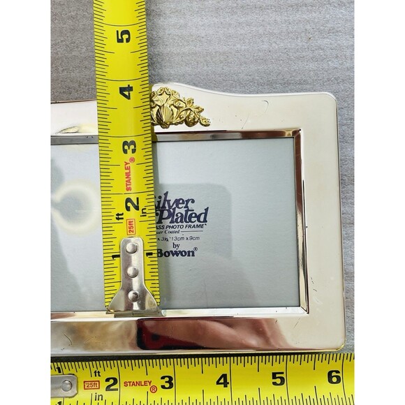 Silver-Plated Lacquered Brass Picture Frame 5"x3.5" by Bowon w/Glass Classic - Picture 6 of 11